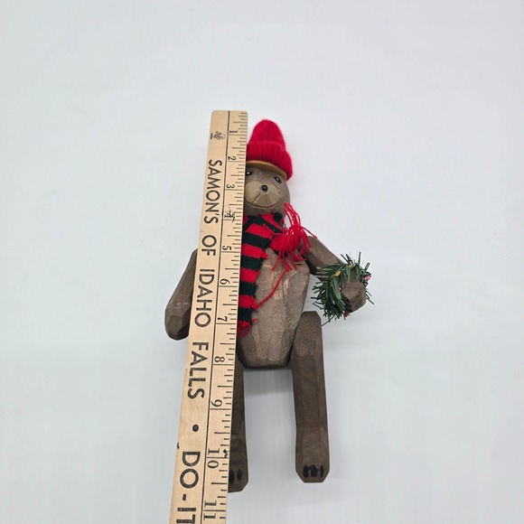 Vintage Wooden Teddy Bear Christmas Figurine Holiday Decor 1999 - Picture 9 of 9